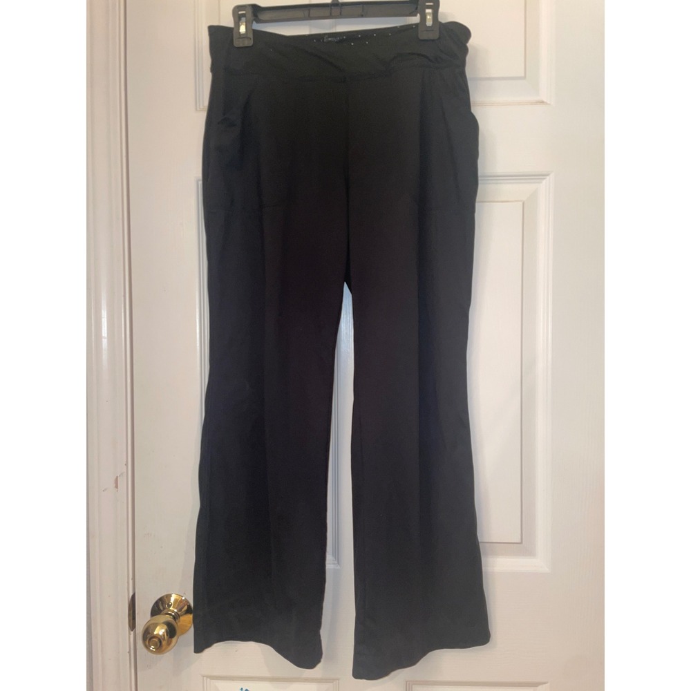 Soma Intimates Black Wide Leg Lounge Yoga Pants Crossover Waistband Women Medium